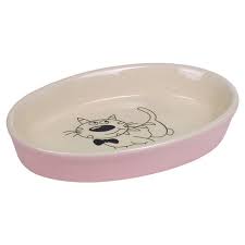 Nobby Cat Ceramic Dish Oval Pink/Beige 17x11x2.5cm 120 Ml
