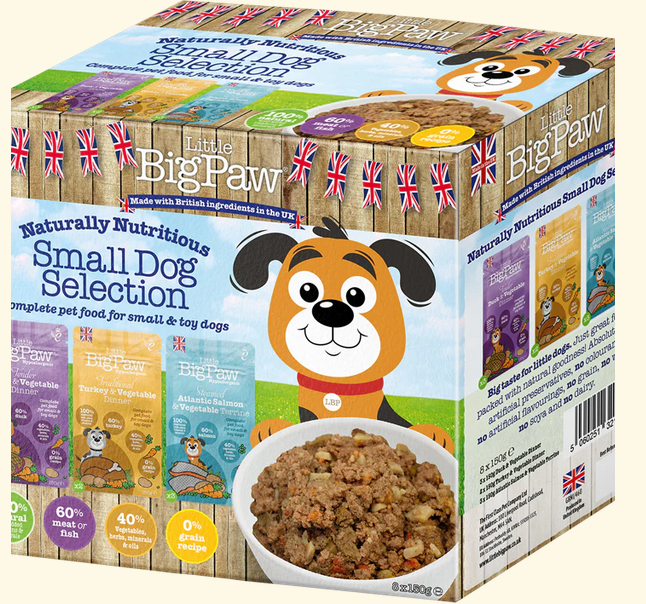 Little Big Paws Dog Wet Food Multipack Duck/turkey/salmon Pouch For Small Breed Dogs - 90gr
