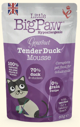 Little Big Paws Cat Wet Food Gourmet Tender Duck Mousse Pouch - 90gr