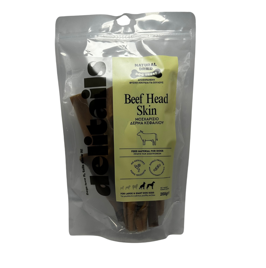Delitails Beef Head Skin Chewing Dog Treat - 200gr