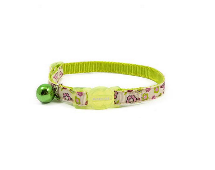 Ancol Cat Collar With Safety Buckle Green Floral