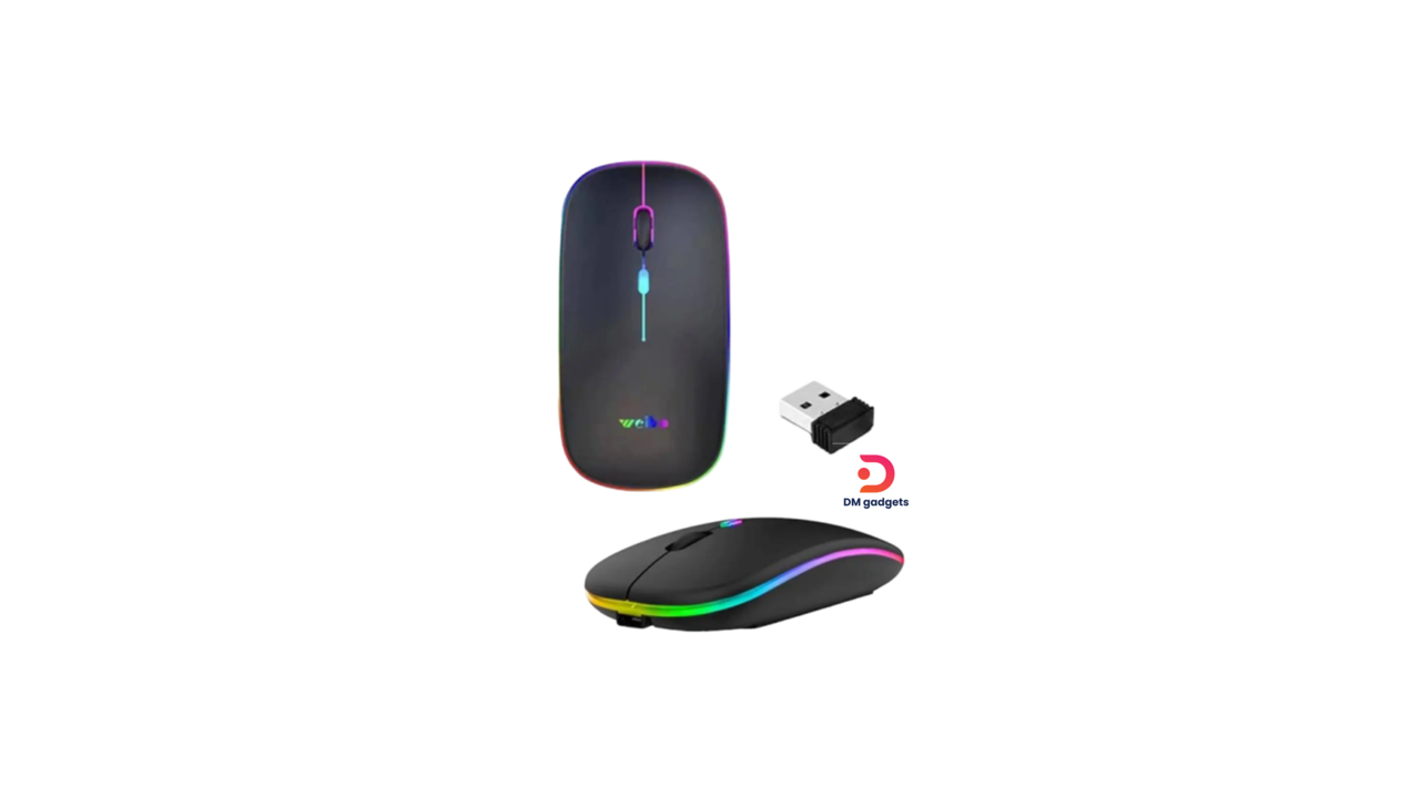 335C#Weibo®RF6800 RGB Bluetooth Wireless 2.4Gz Computer Mouse – Black