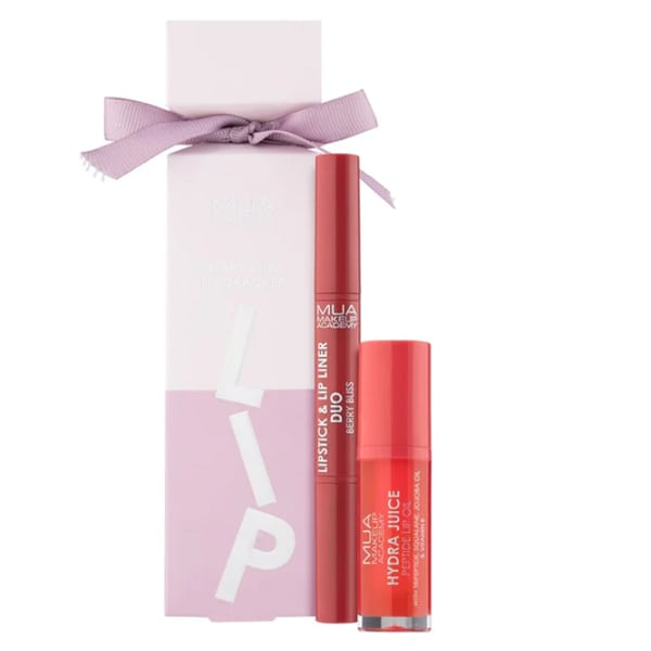 MUA Promo Berry Bliss Lip Cracker with Lipstick & Liner Duo, 0.9g & Hydra Juice Peptide Lip Oil, 7ml, 1set
