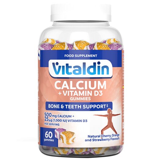 Vitaldin Calcium + Vitamin D3 Gummies – 36 Chewables for Bone Health