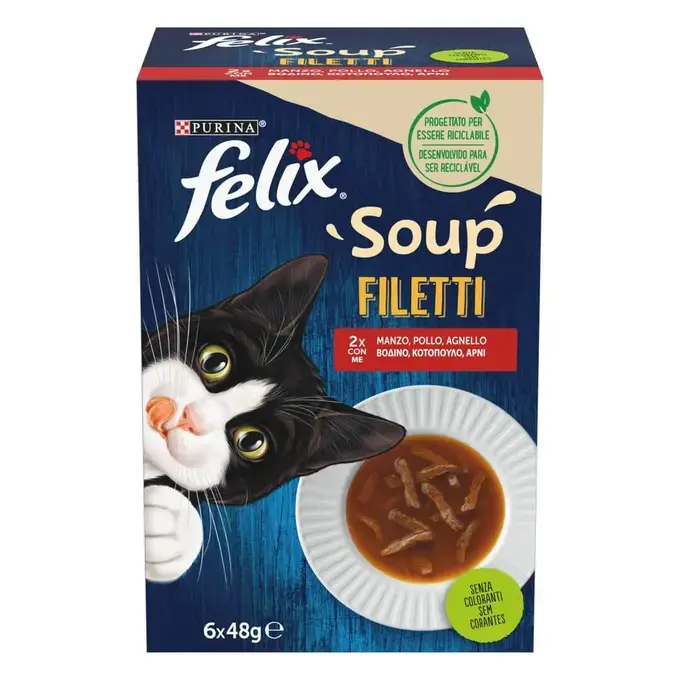 Purina Felix Soup Multipack With Beef,chicken And Lamb - 48gr