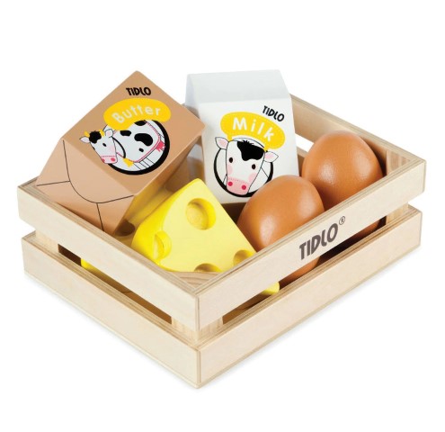 Tidlo Wooden Eggs and Milk in a Crate