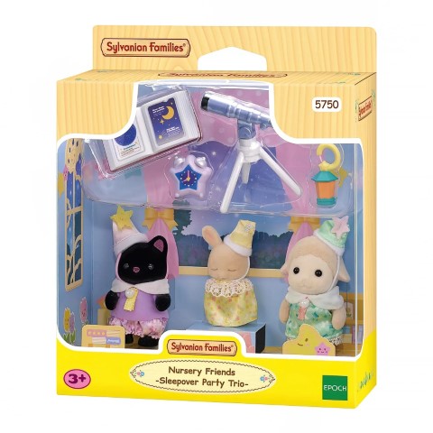 Sylvanian Families Nursery Friends - Sleepover Party Trio Figures 3 - 11 Years, Dollhouse Accessories, Playsets
