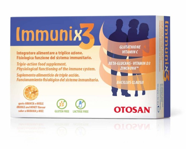Otosan Immunix3 Chewable Tablets Orange & Honey Flavor 40 Tablets With Triple Action For The Physiological Functioning Of The Immune System