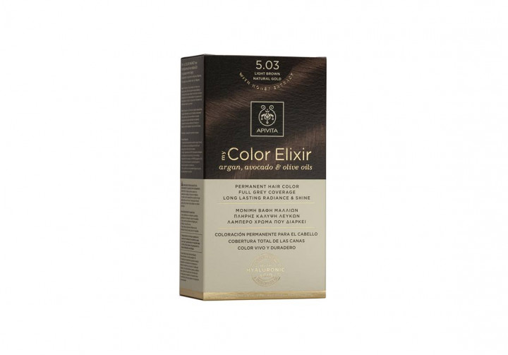 Apivita Color Elixir Kit Permanent Hair Dye 5.03 Light Brown
