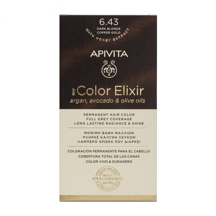 Apivita Color Elixir Hair Dye Argan Avocado & Olive Oils 6.43 Blonde Dark