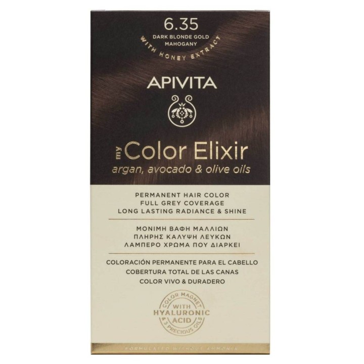 Apivita My Color Elixir Hair Dye Color 6.35 Dark Blonde Gold Mahogany