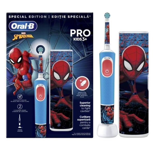 Oral-B Vitality Pro Kids Spiderman Electric Toothbrush 3 Years+ 1Pc & Travel Case