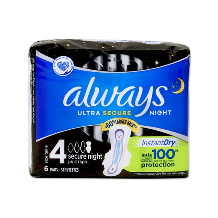Always Ultra Secure Night Plus Sanitary Pads Size 4