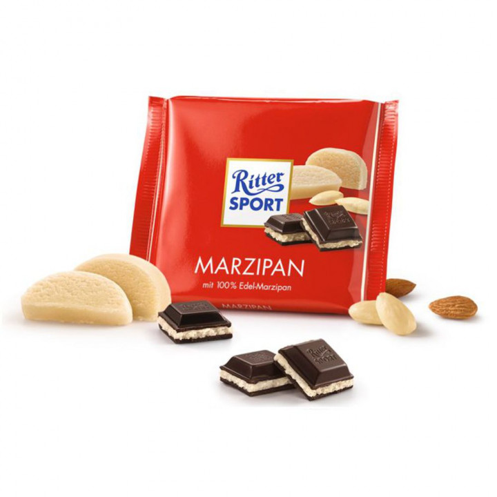 Ritter Sport Dark Chocolate Bar With Fine Marzipan 100Gr