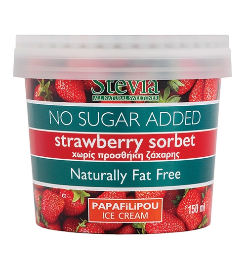 Papafilipou Ice Cream Srawberry Stevia Fat Free 150Ml