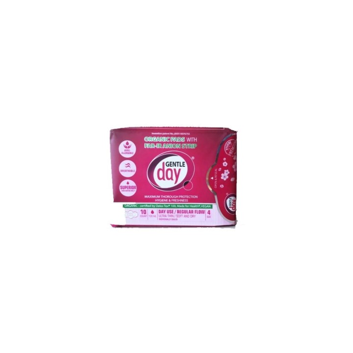 Gentle Day Women's Sensitive Care Organic Size 4 Regular Flow Ultra Thin Servietes 10