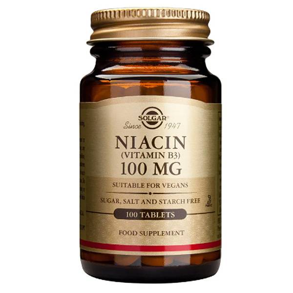 Solgar Niacin (Vitamin B3) 100Mg Cardiovascular & Energy Metabolism Support 100 Tablets