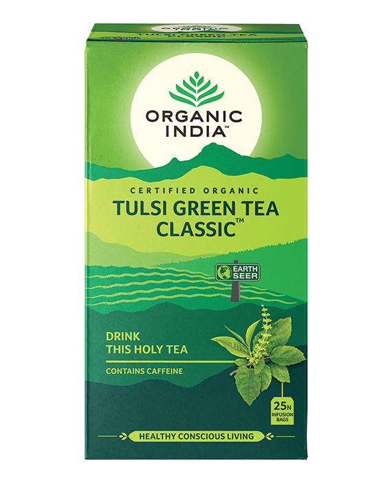 Organic India, BIO Tulsi Green Tea Classic, Contains Caffeine, 25 Infusion Bags
