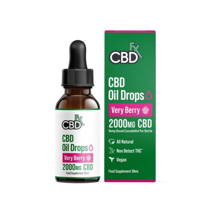 CBDfx, Organic CBD Tincture Oil, Very Berry, 30ml, 2000mg