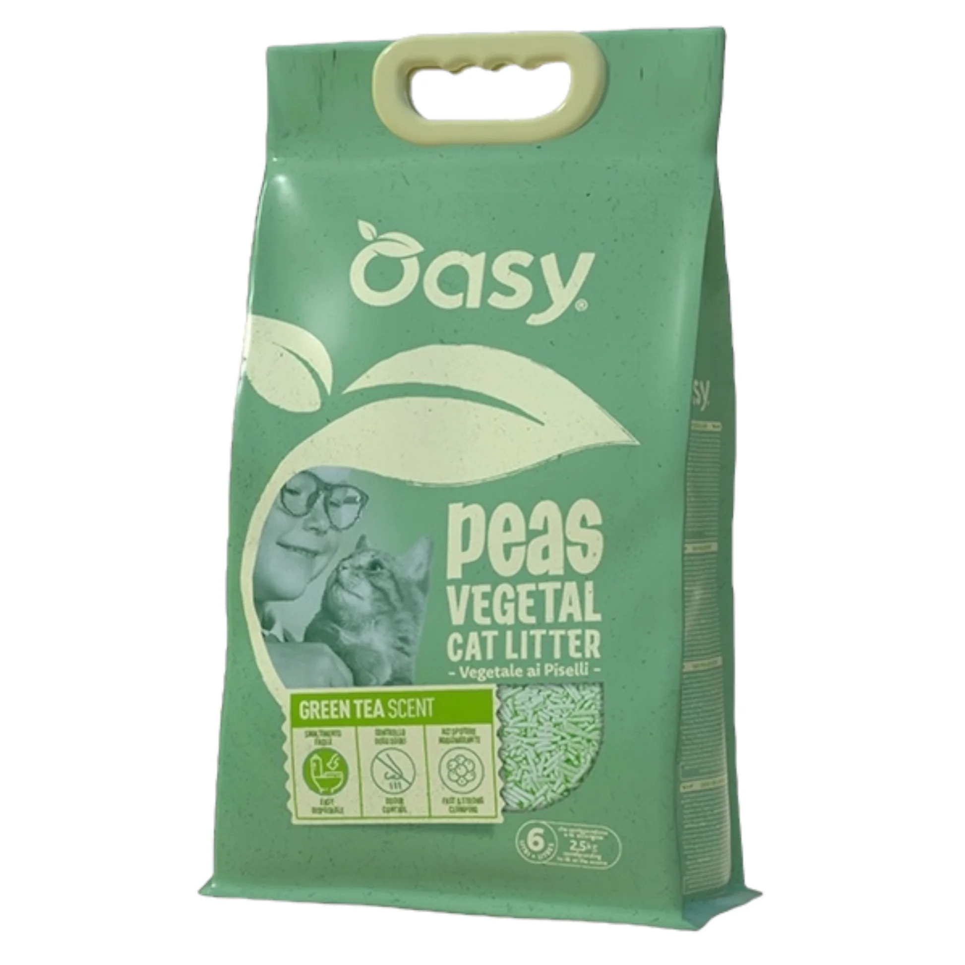 Oasy Natural Cat Litter Peas With Green Tea Scent - 6 Kg