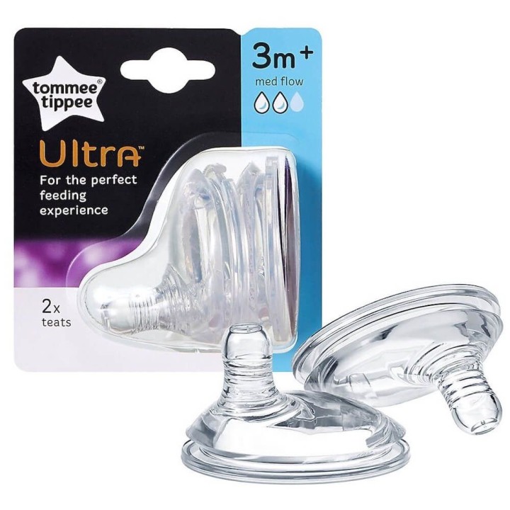 TOMMEE TIPPEE ULTRA BABY TEATS 2 x 3m+ Med Flow