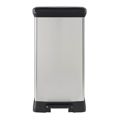 CURVER PEDAL BIN RECTANGULAR 50L - BLACK/SILVER