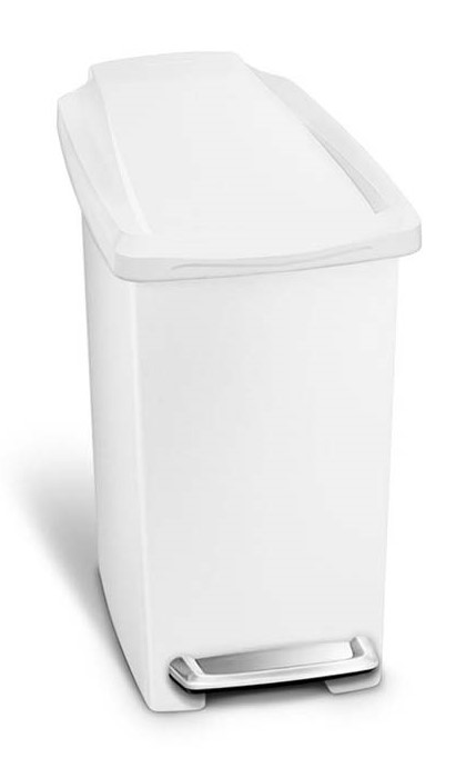 SIMPLEHUMAN SLIM PLASTIC BIN 10L - WHITE