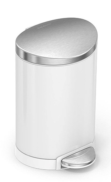 SIMPLEHUMAN SEMI ROUND PEDAL BIN 6L - WHITE