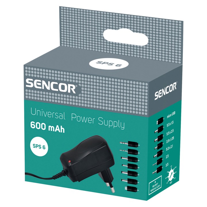 SENCOR SPS 6 UNIVERSAL SWITCHING POWER SUPPLY UNIT 600 MAH
