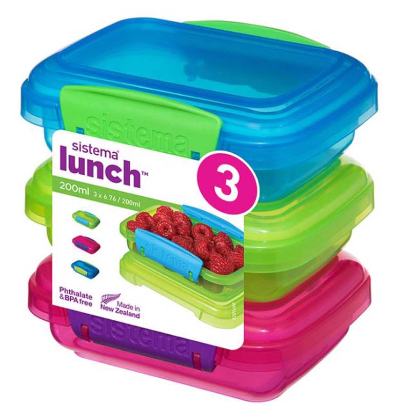 SISTEMA LUNCH BOX COLOR 3PCS RECTANGULAR 200ML