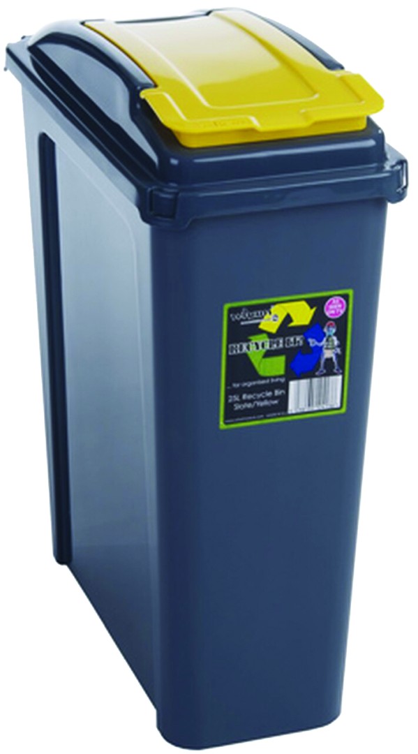 RECYCLING SLIM BIN 25L- GRAPHITE/YELLOW