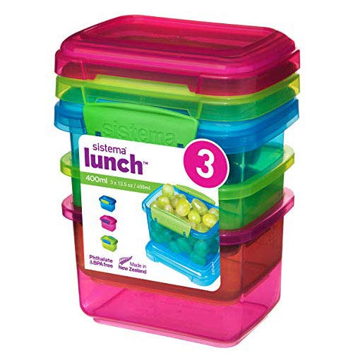SISTEMA LUNCH BOX COLOR 3PCS RECTANGULAR 400ML