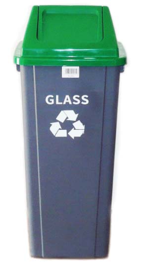 RECYCLING DUSTBIN FOR GLASS 90L - GREEN
