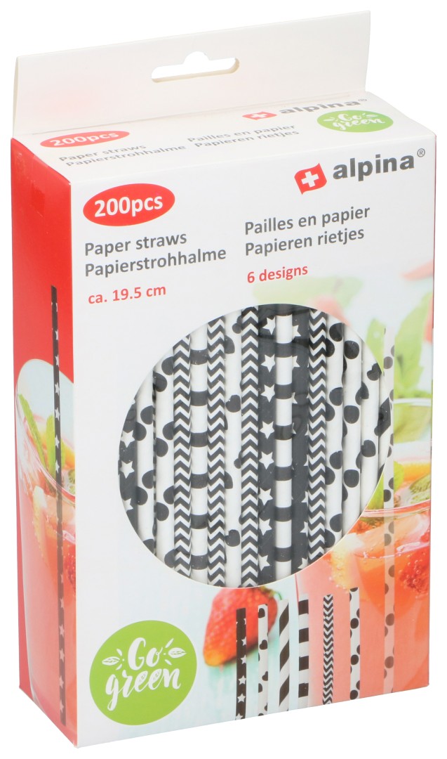 ALPINA PAPER STRAW 200PCS 2ASS PA