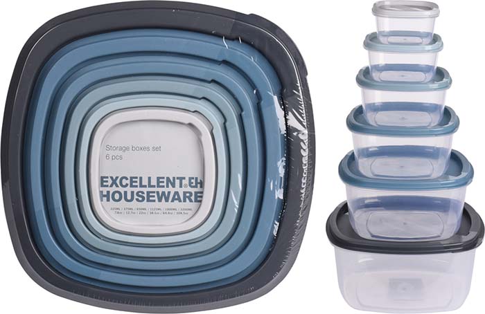 Storage Box With Lid 6Pcs