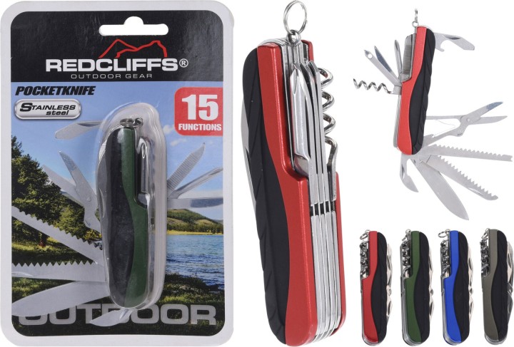 POCKET KNIFE 15 FUNCTIONS 4 ASSORTED COLORS