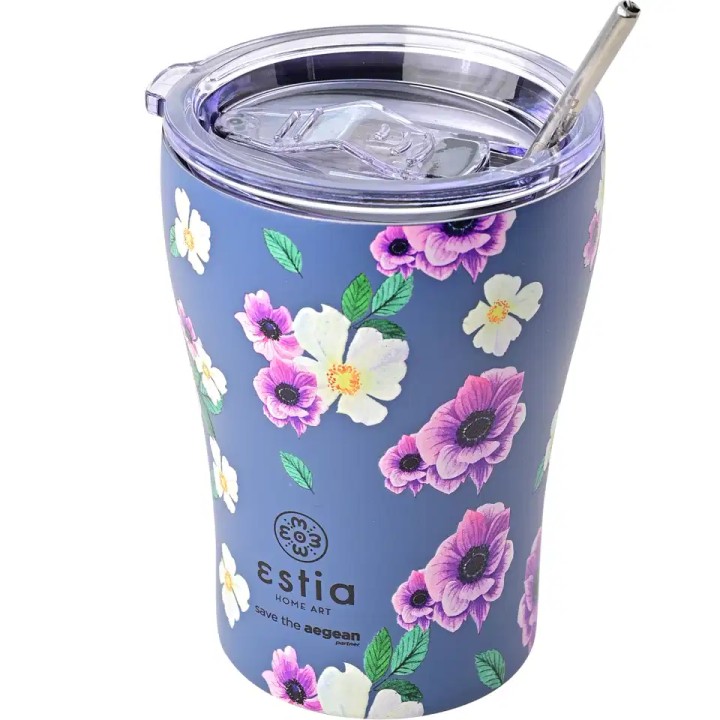 ESTIA TRAVEL MUG SAVE THE AEGEAN 350ML GARDEN BLUE