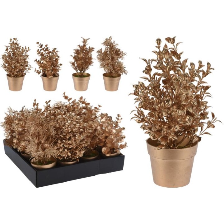 DECORATIVE PLANT IN POT 22CM GOLD - ASSORTED DESIGNS