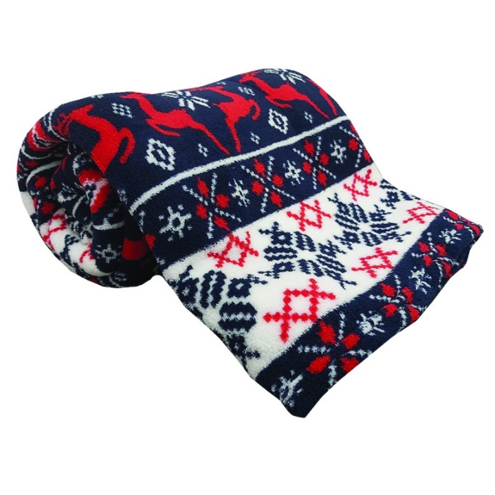 CHRISTMAS BLANKET 130X160 BLUE/RED