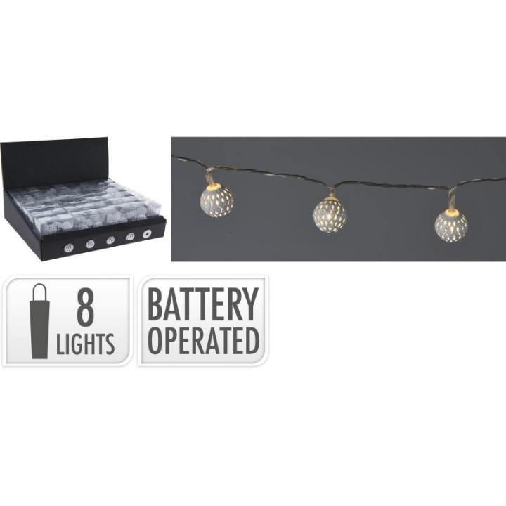 LED LIGHTS WITH METAL DECORATION 30CM - WHITE