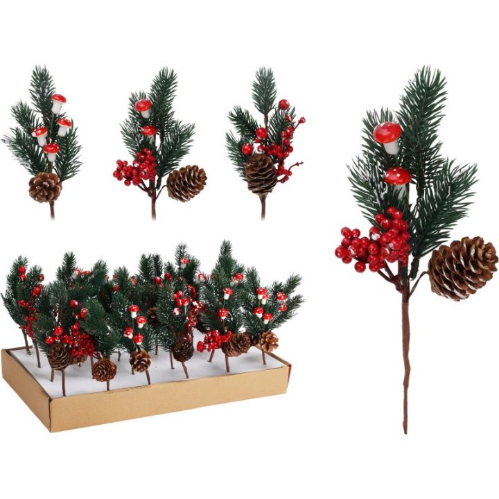 CHRISTMAS BRANCH 22CM - ASSORTED DESIGNS