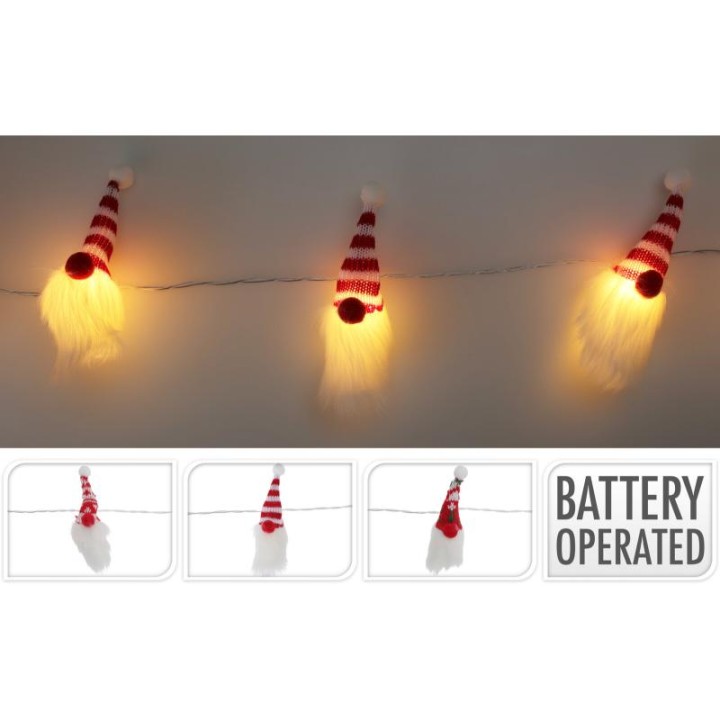 LED CHAIN WITH SANTAS 10LED - ASSORTED DESIGNS