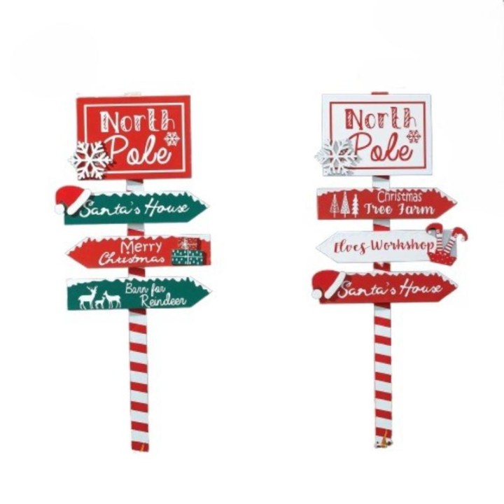 North Pole! Santa's Sign 90cm - Christmas Holiday Décor