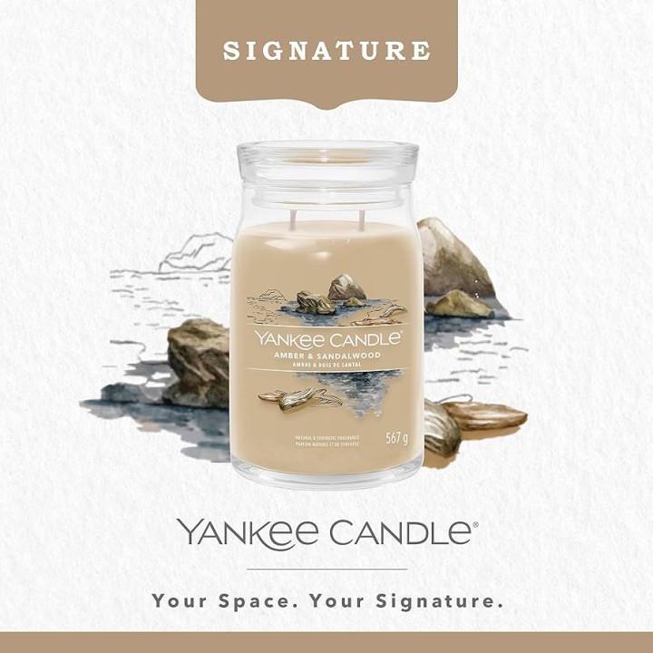 Yankee Scented Candle Sign Big Amber & Sandalwood 567G