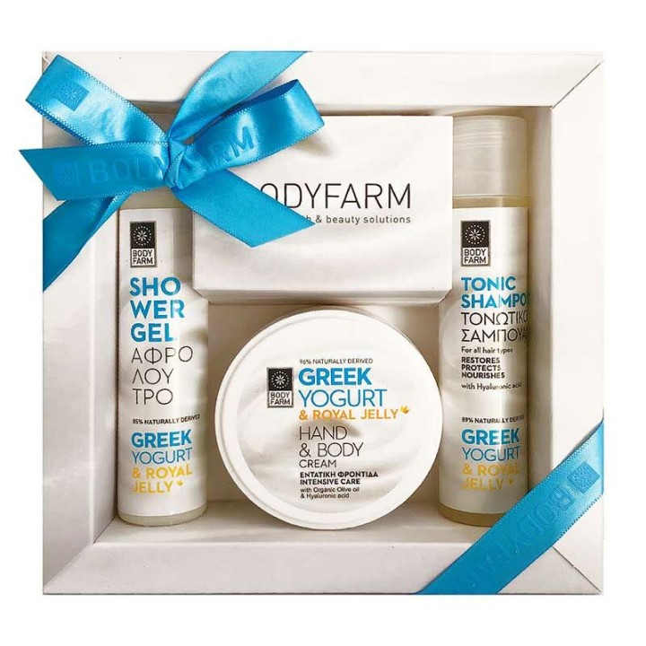 Bodyfarm Mini Gift Set Greek Yogurt & Royal Jelly Shampoo, Foam & Hand Body Cream