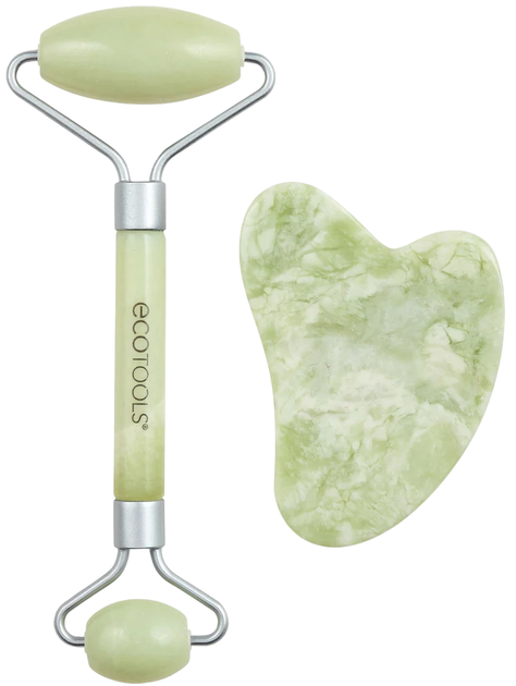 Ecotools Jade Roller And Gua Sha Stone Duo Facial Accessory Set