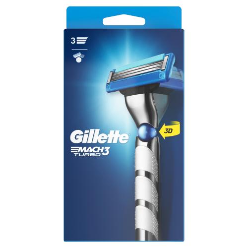 Gillette Mach3 Turbo 3D Razor 3 Blades and Lubricating Strip