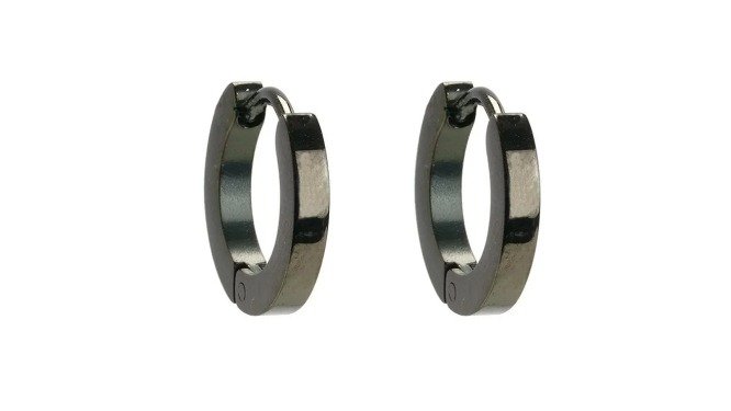 Borghetti Pharma Black Hoops Stainless Steel Earrings (508013)