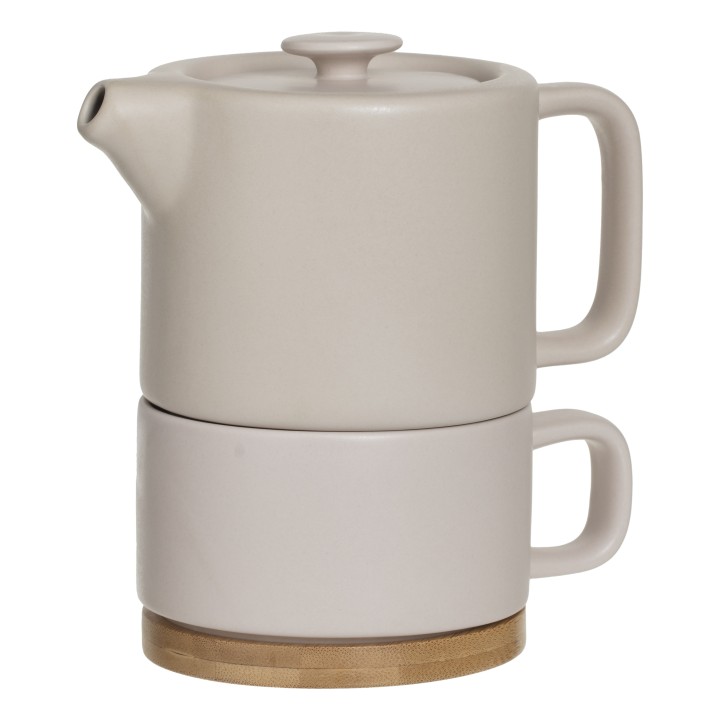 Teapot With Mug Cup Pink Natural 400Ml