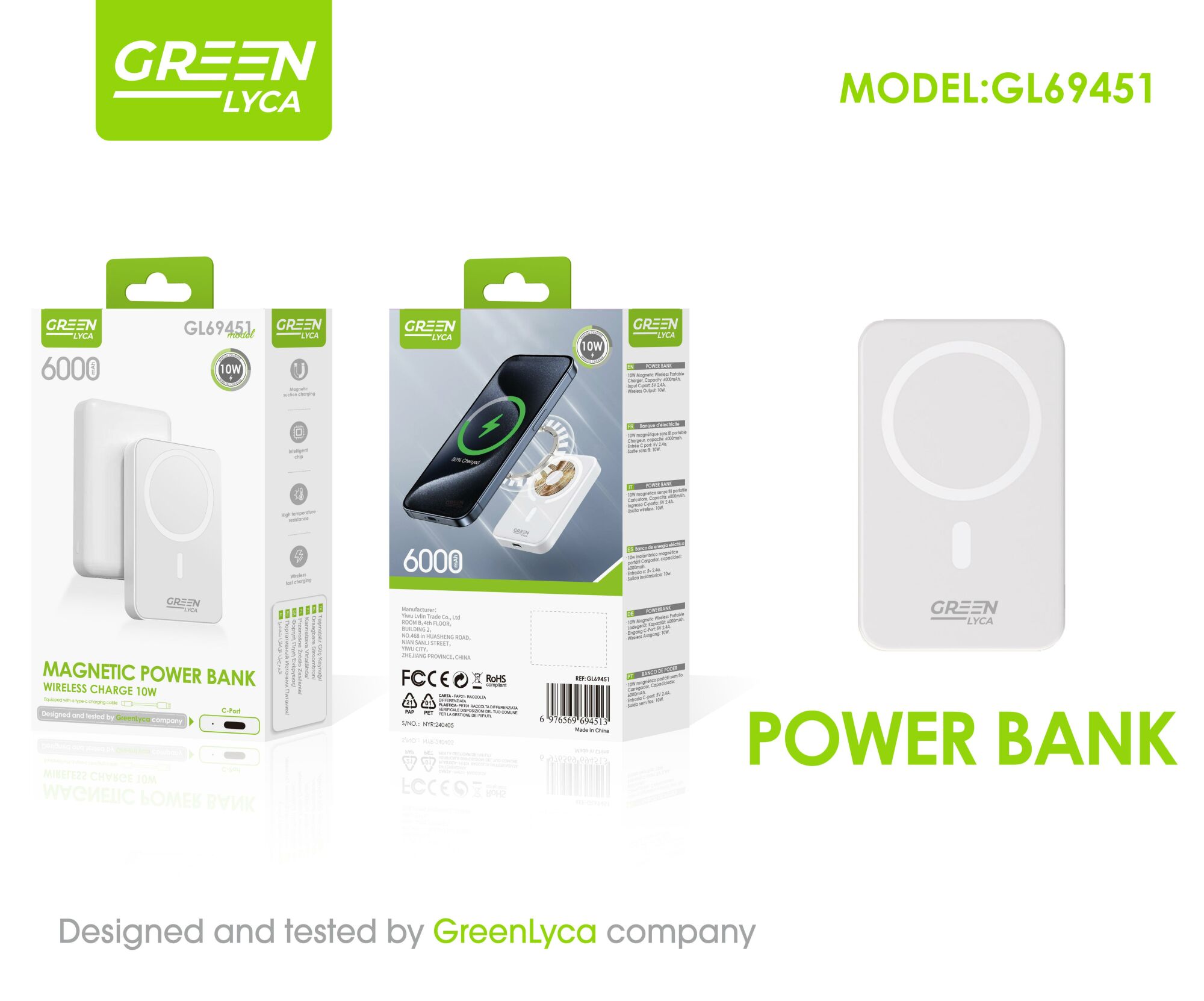 GL69451 Magnetic Power Bank 6000mAh